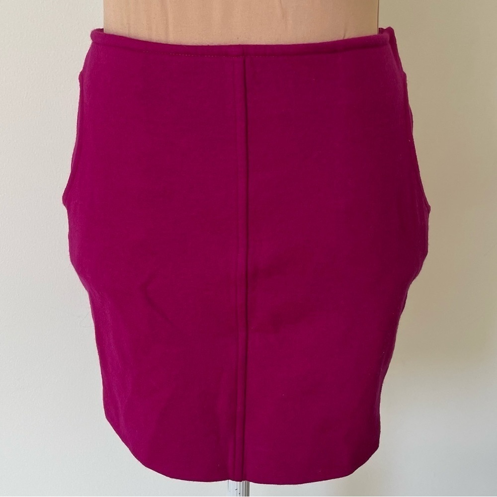 Diane Von Furstenberg Katinko Fuchsia Pink Pockets Wool Mini Skirt EUC Size 0